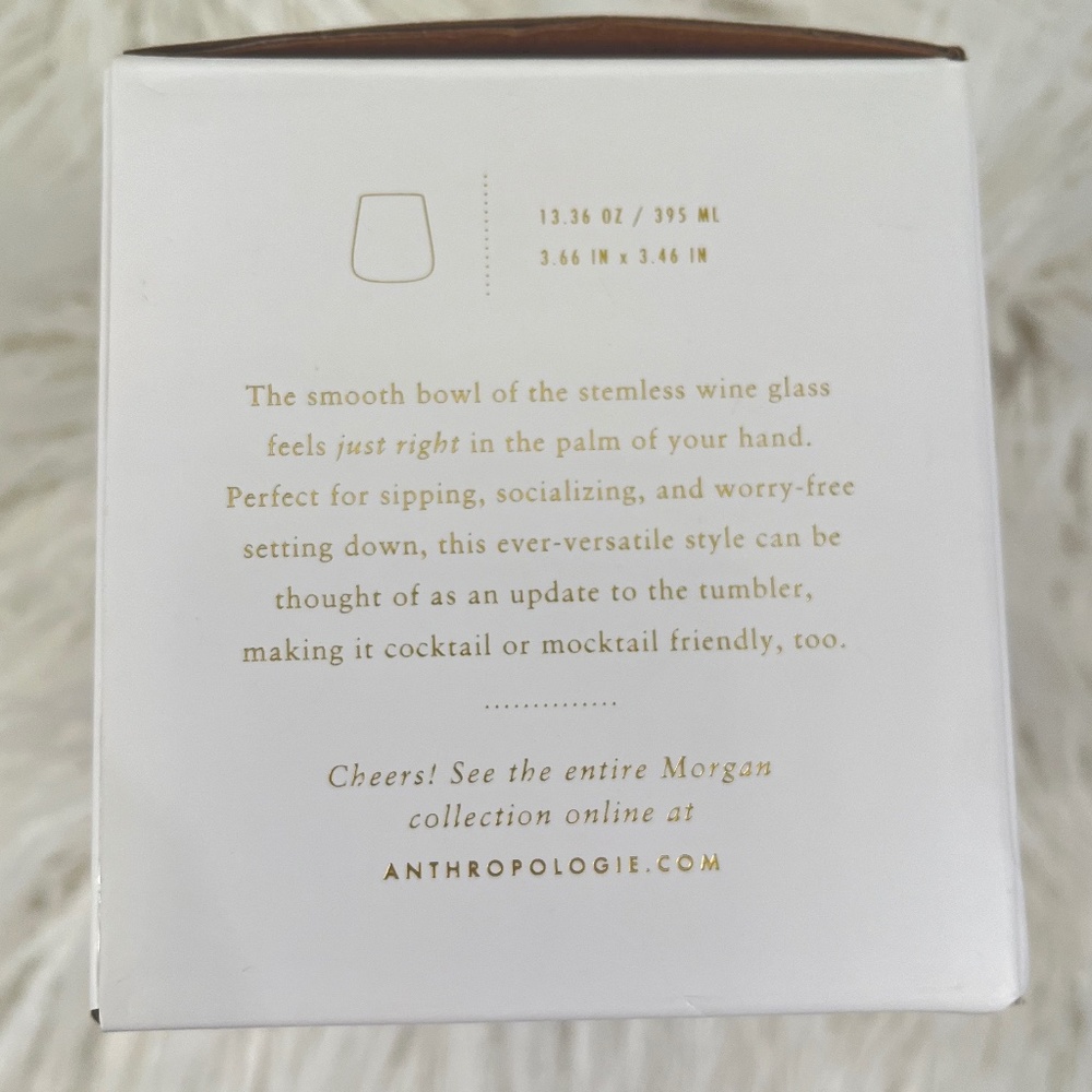 Anthropologie "Set of Morgan Stemless wine glasses in Lilac" New in Box NWT - Picture 8 of 11